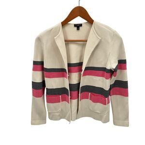 TALBOTS Ivory Striped Cardigan Blazer // Small Petite